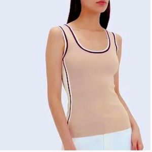 Ronny Kobo Collection Light Pink Fitted Tank Top With Purple & White Trim Sz. S